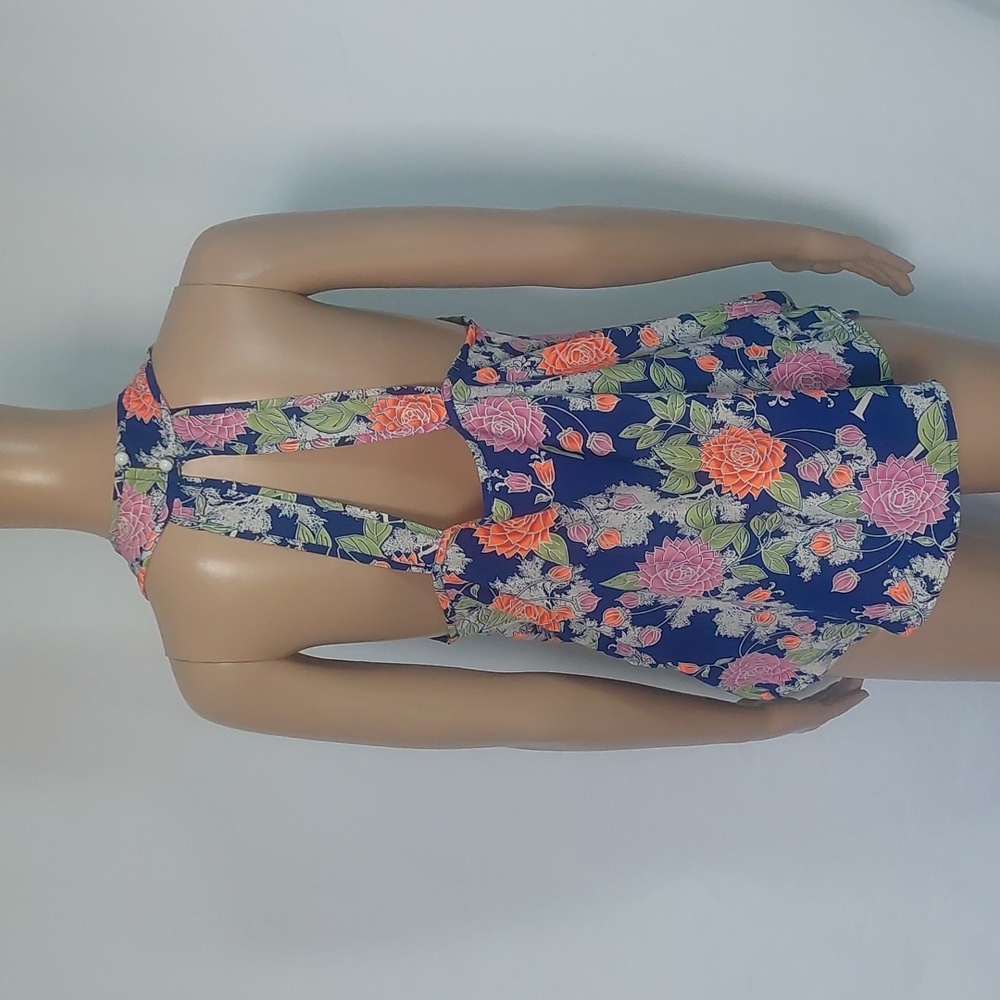 Gracie women's Floral Halter Top in Pink and Orange size M - Picture 2 of 9